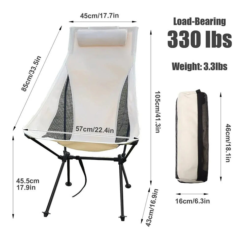 folding camping chair with headrest, view 9 - MRSLM