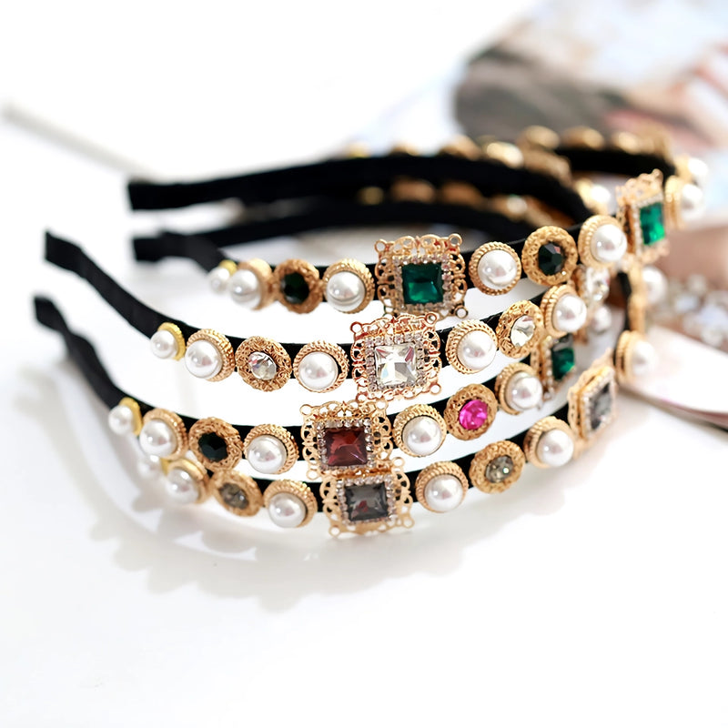 rhinestone and pearl headband, view 6 - MRSLM