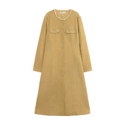 women's v-neck knit sweater dress, view 2 - MRSLM