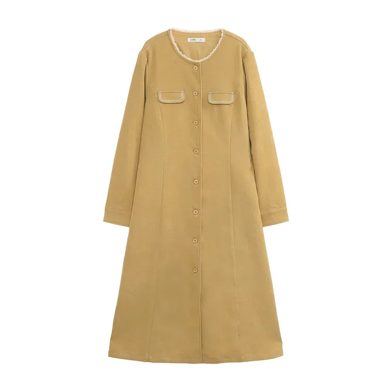 women's v-neck knit sweater dress, view 2 - MRSLM