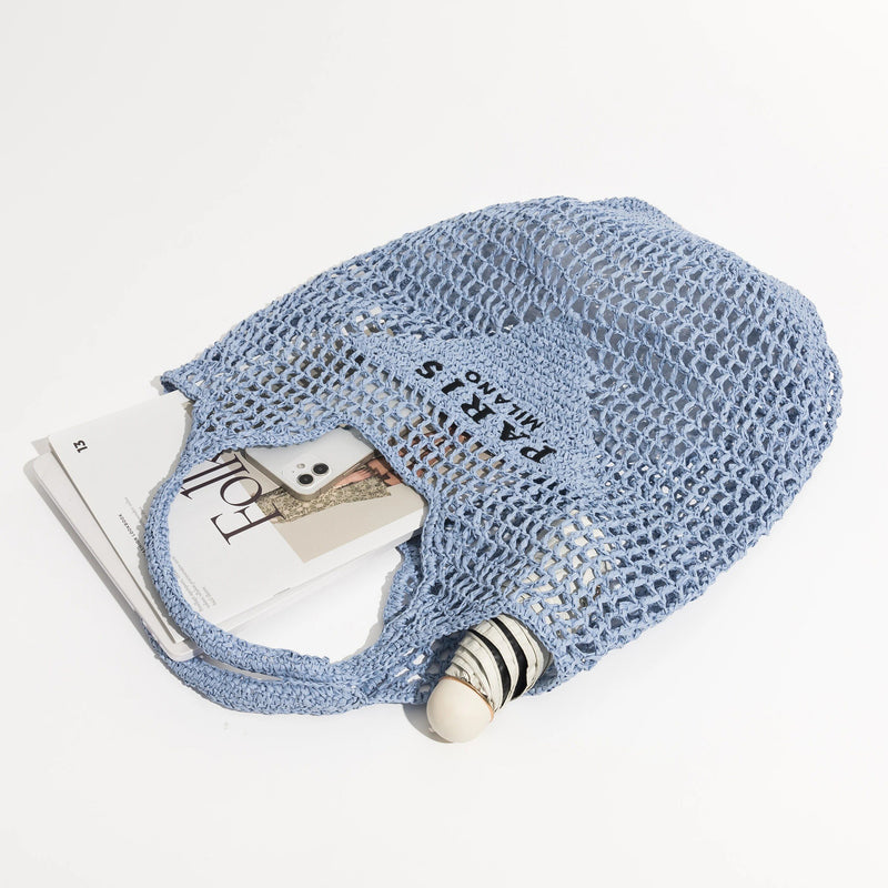 plaited raffia straw bucket bag, view 12 - MRSLM