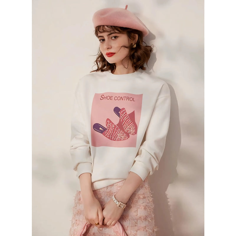 beaded print pullover sweatshirt, view 3 - MRSLM