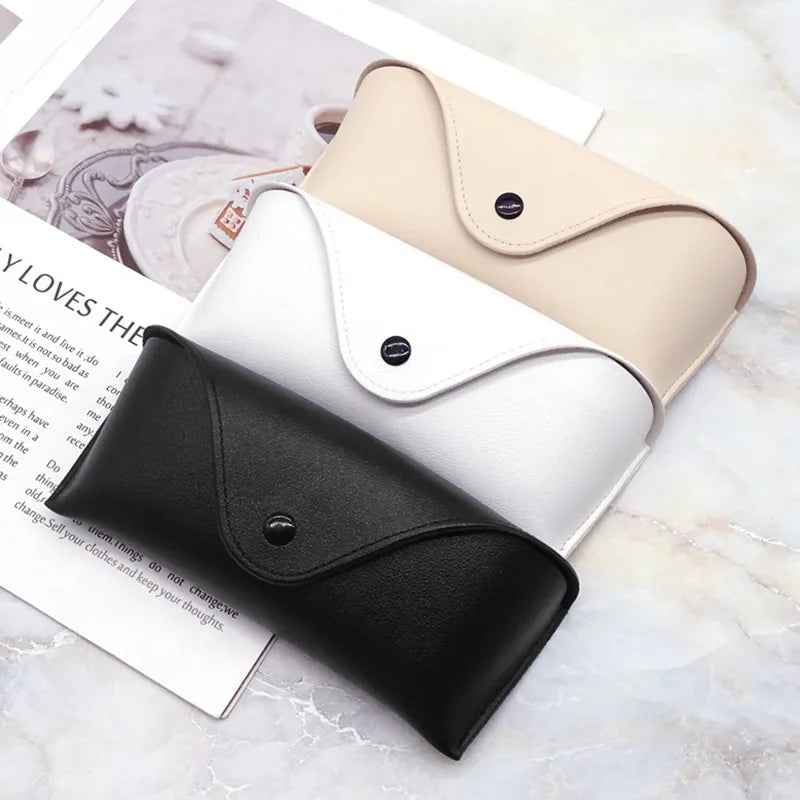 solid color lightweight leather glasses case - MRSLM
