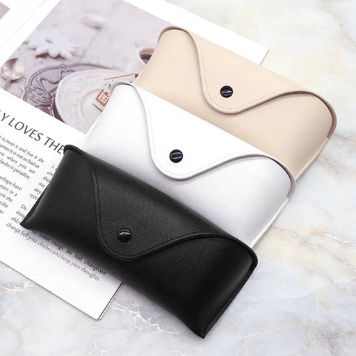 solid color lightweight leather glasses case - MRSLM