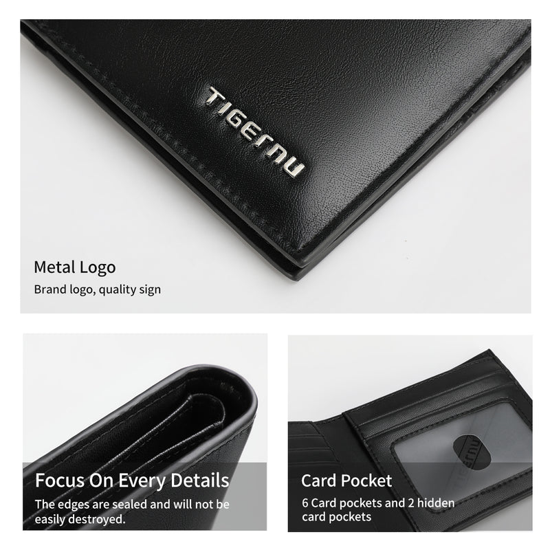 men's slim PU leather wallet with RFID, view 6 - MRSLM