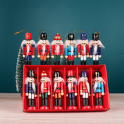 Wooden nutcracker soldier ornaments set of 6, view 2 - MRSLM