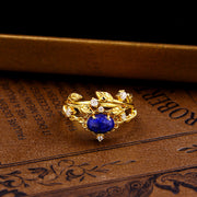 gold plated s925 silver hollow leaf zircon ring, view 4 - MRSLM