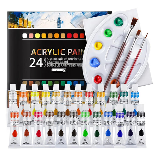 acrylic paint set 24 colors with brushes - MRSLM