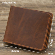 Men's crazy horse leather trifold wallet, view 10 - MRSLM