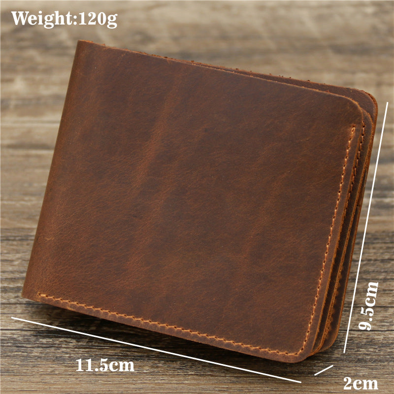 Men's crazy horse leather trifold wallet, view 10 - MRSLM