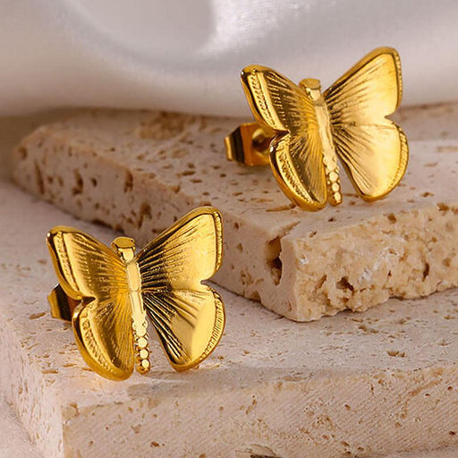 gold butterfly stud earrings - MRSLM