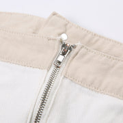 khaki denim tube top with contrast buttons, view 9 - MRSLM