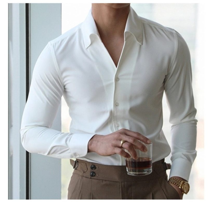 Autumn Italian Collar Young Men's Shirt