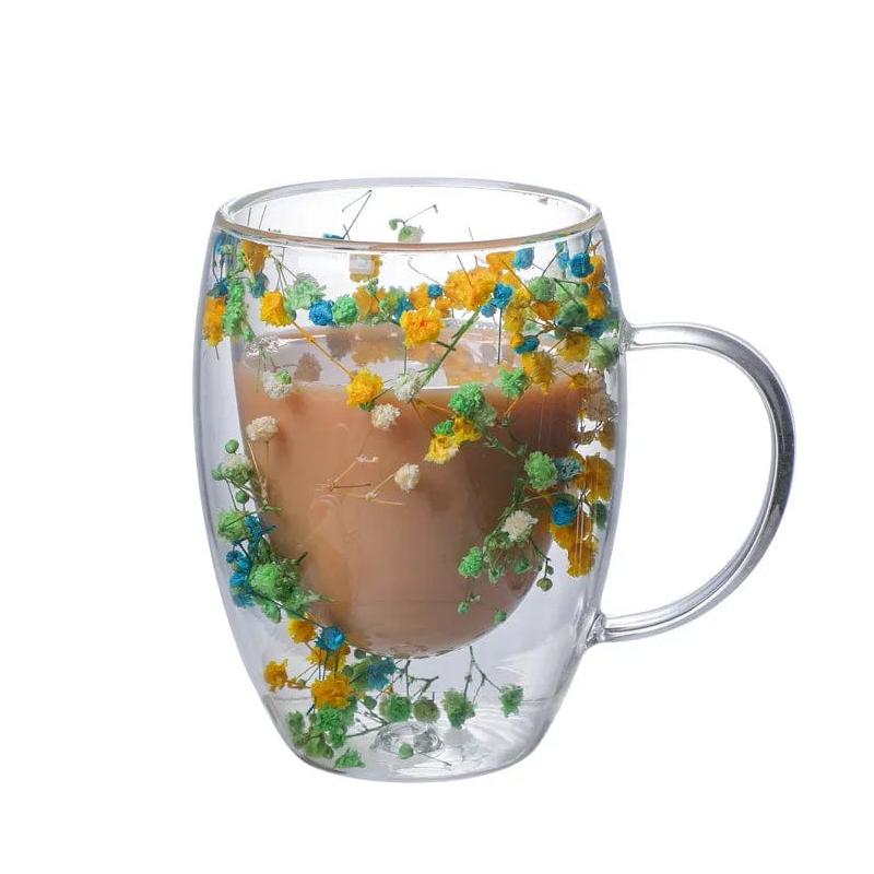 double wall glass tea mug with handle, view 3 - MRSLM