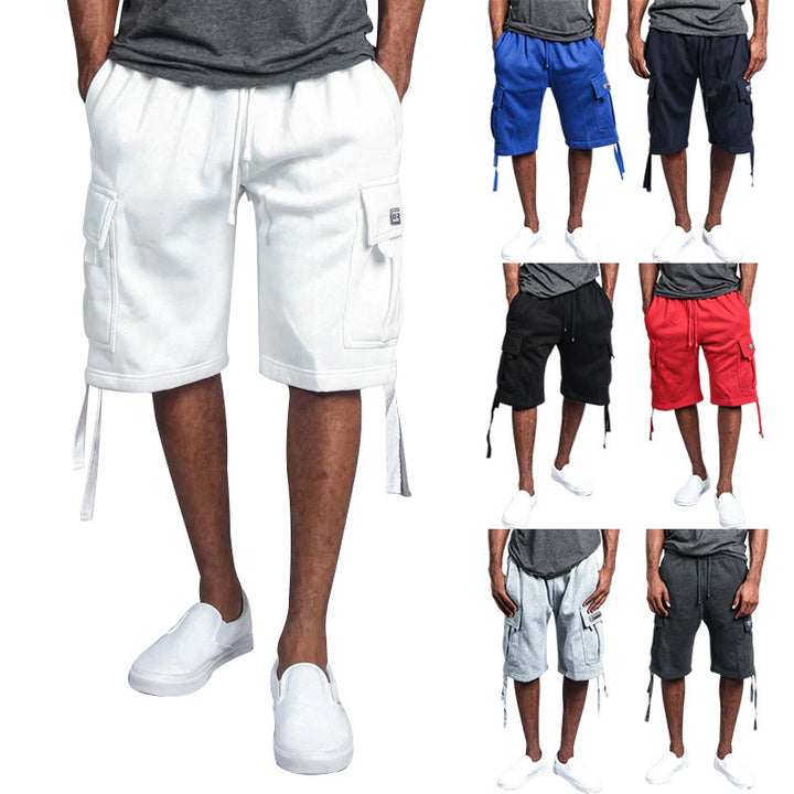 Men's Casual Five-point Overalls Multi-pocket Loose Straight Shorts