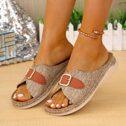 Buckle wedge platform sandals, view 4 - MRSLM