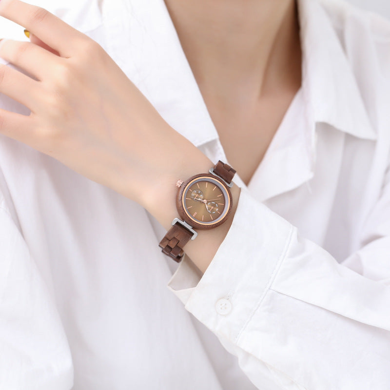 ladies ebony wood quartz watch - MRSLM