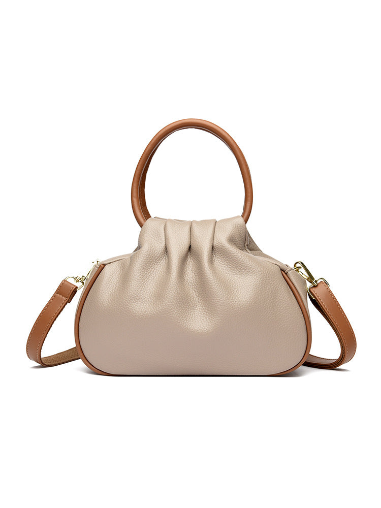 large pleated leather crossbody bag, view 2 - MRSLM