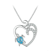 heart turtle zircon pendant necklace, view 2 - MRSLM