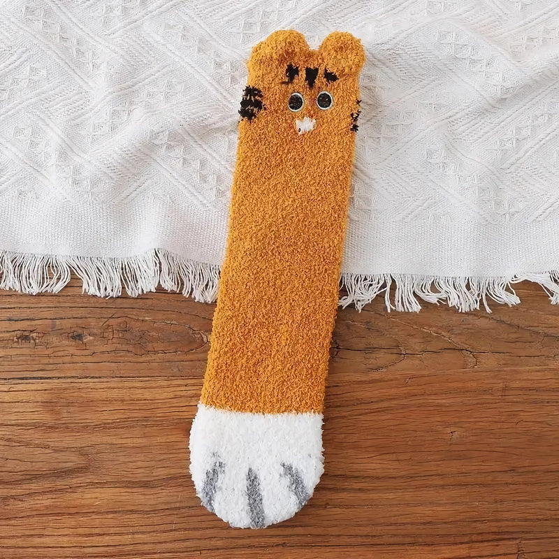 kitten fleece floor socks, view 3 - MRSLM
