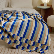 Colorful stripe plaid cotton blanket, view 11 - MRSLM