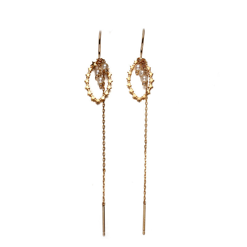 natural freshwater pearl star ear wires, view 6 - MRSLM