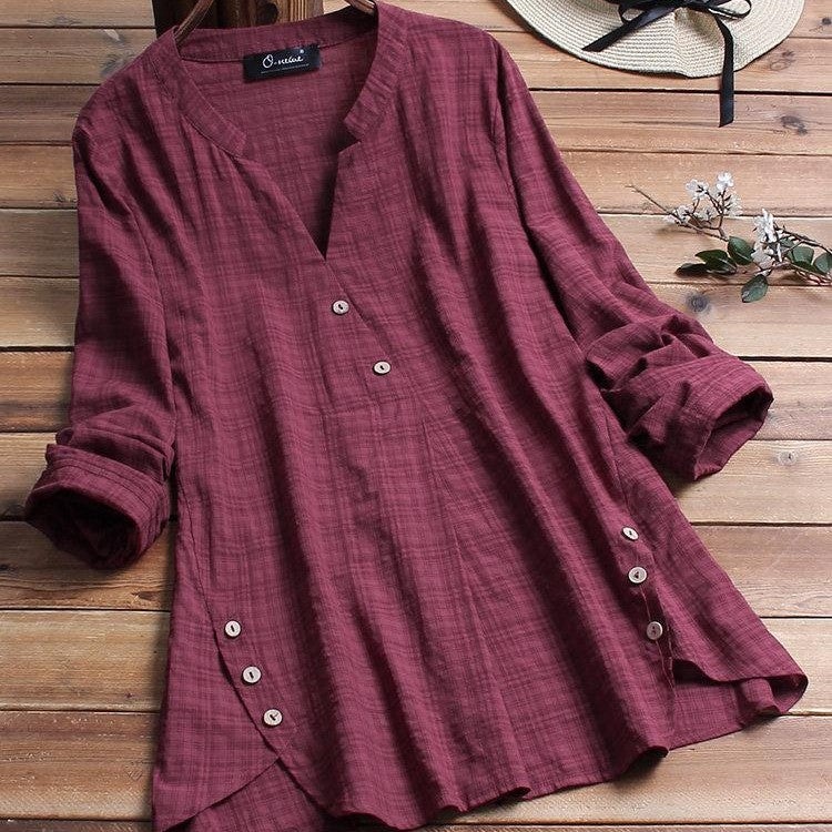 women's irregular hem button top - MRSLM