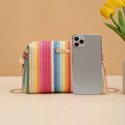 rattan knit straw crossbody bag, view 8 - MRSLM