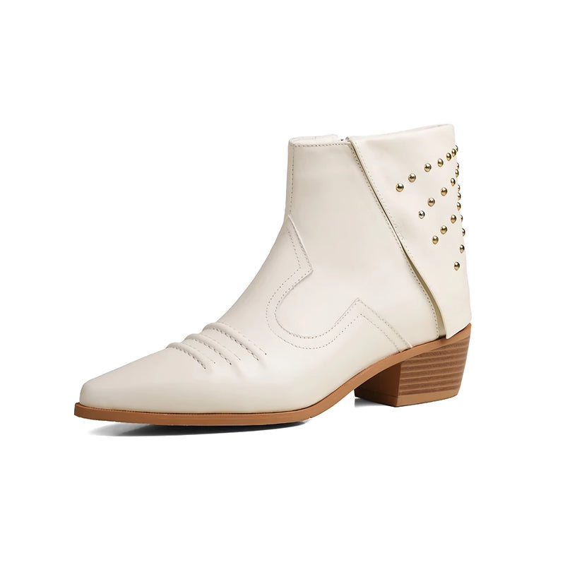 women's leather ankle boots side zipper, view 3 - MRSLM