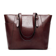 Women's large vintage PU leather tote bag, view 3 - MRSLM