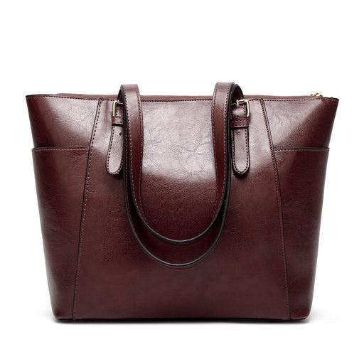Women's large vintage PU leather tote bag, view 3 - MRSLM