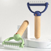 double-sided pet hair comb with wooden handle - MRSLM