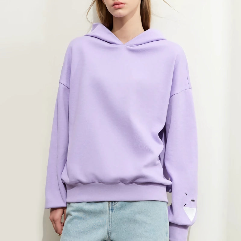 Autumn Hooded Cotton Hoodie with Geometric Embroidery