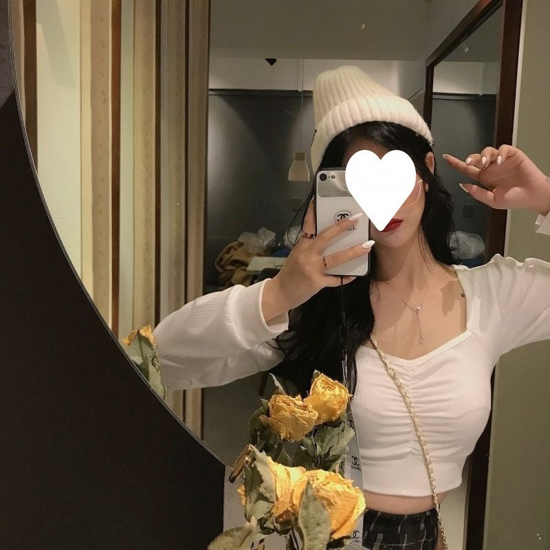 cropped high waist puff sleeve shirt, view 9 - MRSLM
