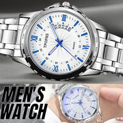 classic men's silver stainless steel quartz watch, view 4 - MRSLM