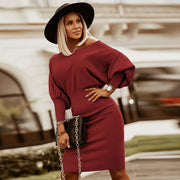 slim-fit rib mini dress, view 4 - MRSLM