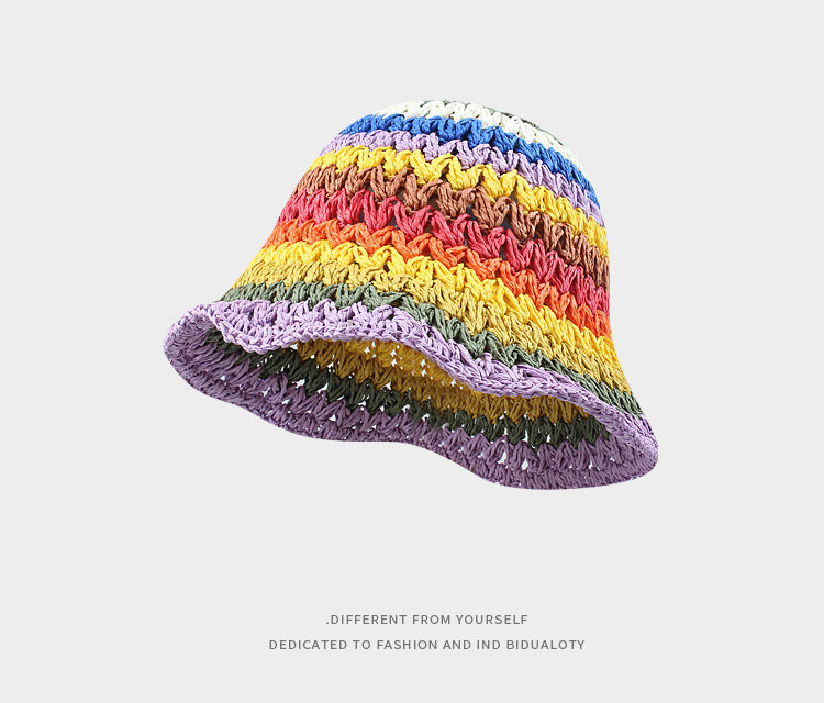 rainbow straw bucket hat, view 8 - MRSLM