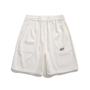 Retro workwear embroidered pocket shorts, view 4 - MRSLM