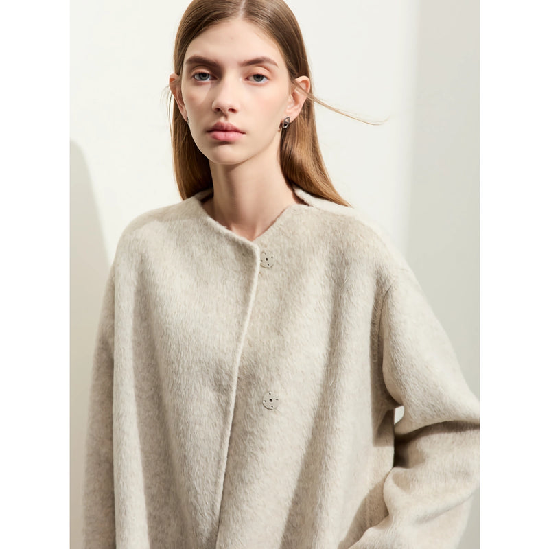 minimalist woolen long coat for women, view 6 - MRSLM
