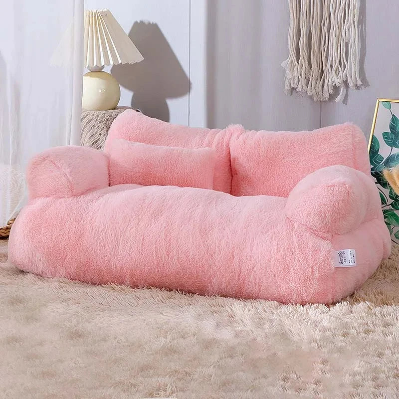 cozy plush cat bed sofa, view 3 - MRSLM