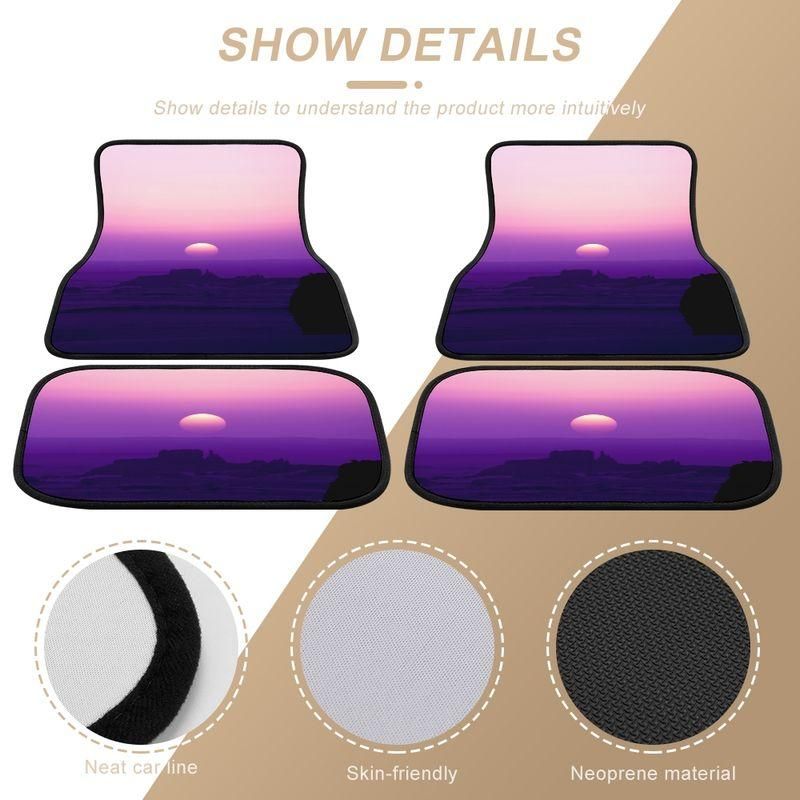 Anime Moon-Inspired Car Floor Mat Set – Full Set for Front and Rear (Universal Fit)