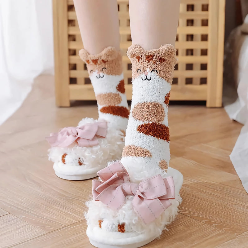 kitten fleece floor socks, view 8 - MRSLM