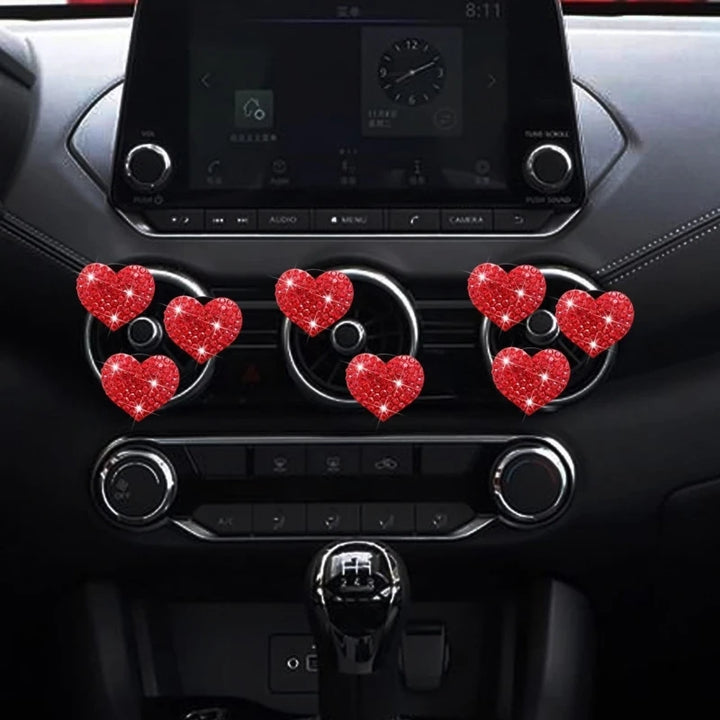 Colorful Heart-Shaped Rhinestone Car Perfume Clip