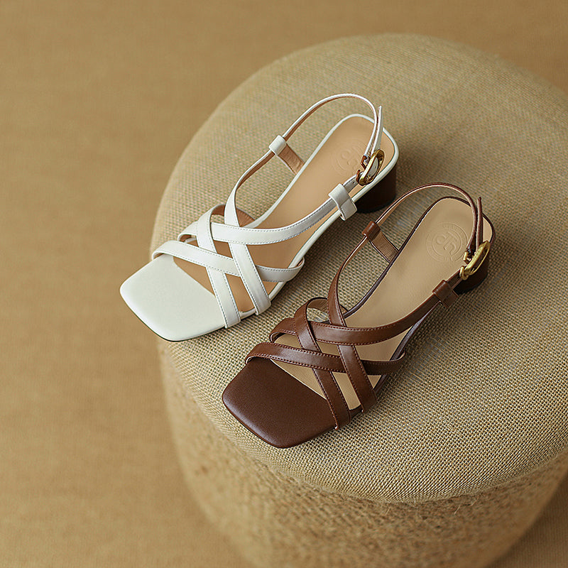thick heel leather sandals, view 22 - MRSLM