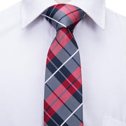 plaid silk necktie, view 3 - MRSLM