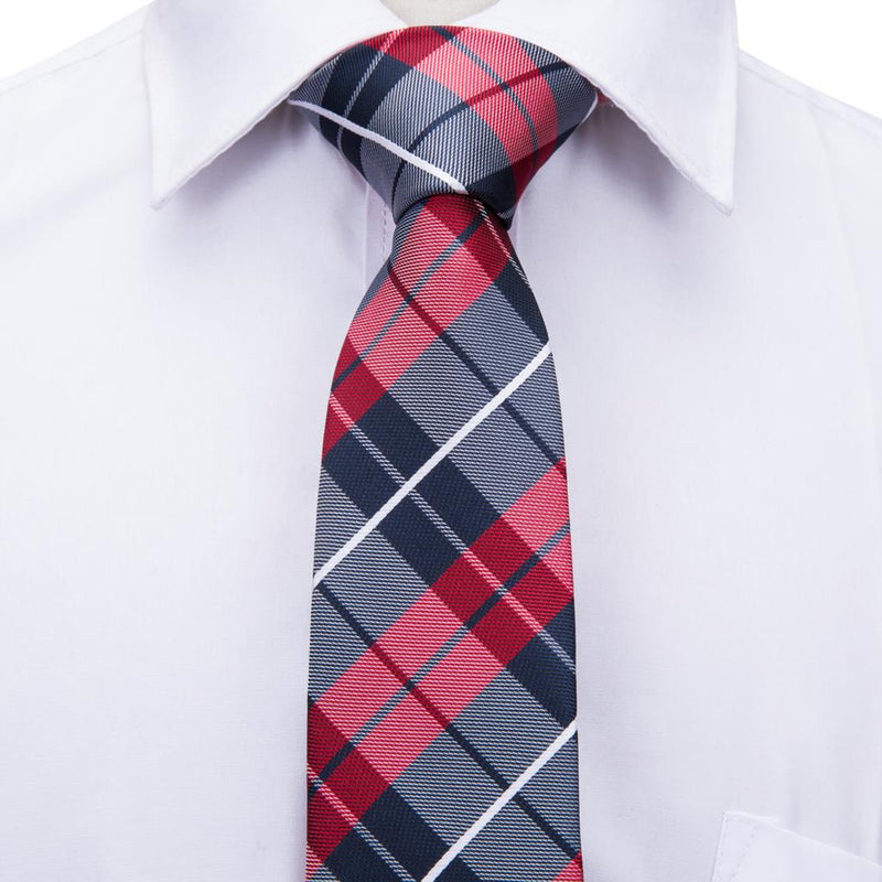 plaid silk necktie, view 3 - MRSLM