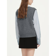 Women's wool blend V-neck sweater vest, view 7 - MRSLM
