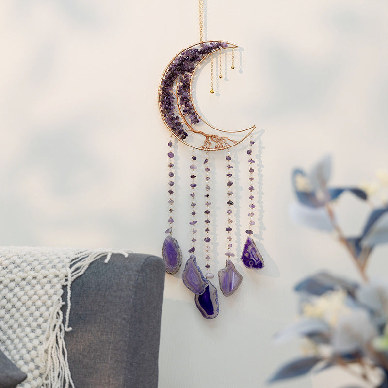 natural agate crystal dream catcher pendant, view 11 - MRSLM