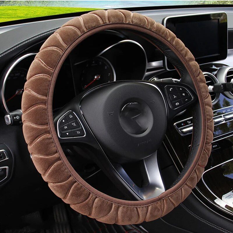 Soft winter plush steering wheel cover, view 8 - MRSLM