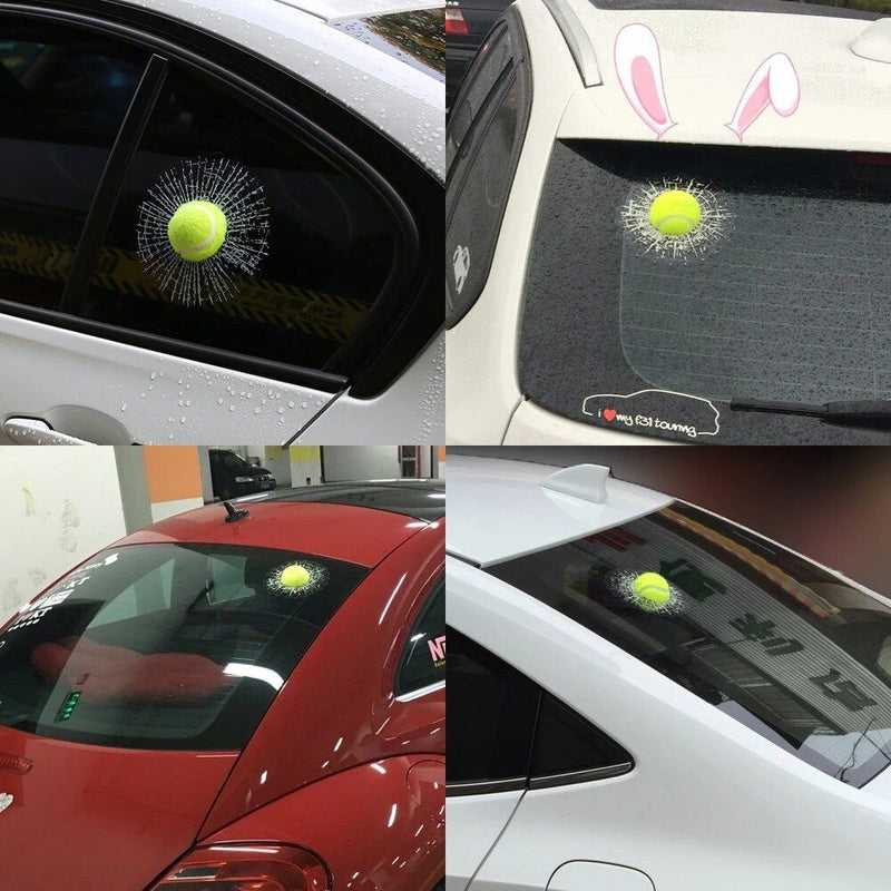 3D tennis ball car decal, view 5 - MRSLM